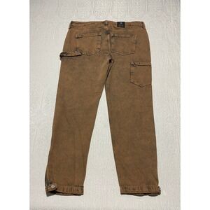 Nova Men Carpenter Jeans Men's Size 36 Brown Straight Fit Double Knee Ankle Zip